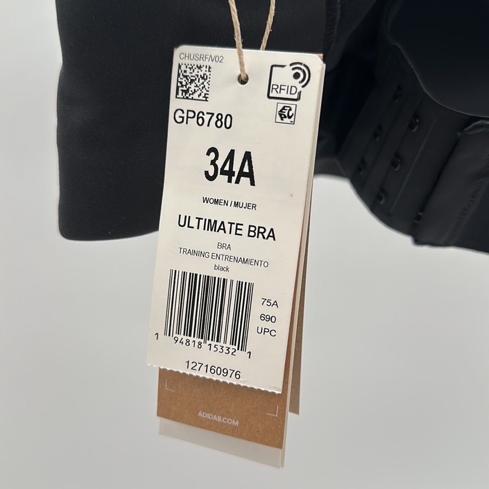 Women's Size 34A adidas Training high-support Ultimate sports bra NEW WITH TAGS - Picture 3 of 4